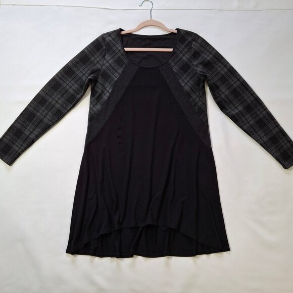 Hi Low Trapeze Color Block Long Sleeve Scoop Neck Dress Size M - Picture 1 of 12